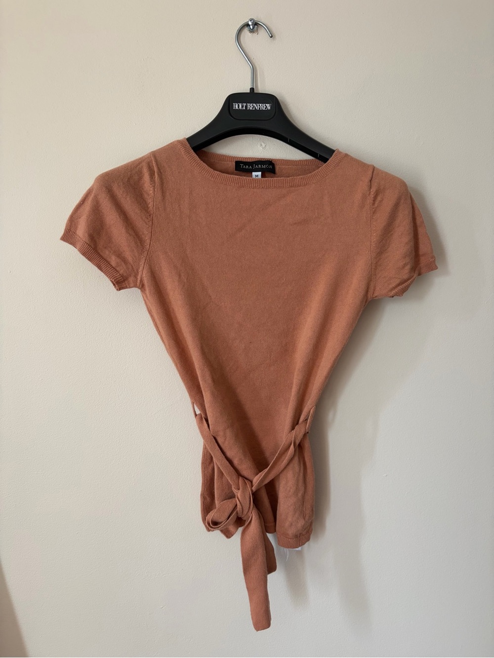Tara Jarmon Burnt Orange Short Sleeve Tie-Waist Top